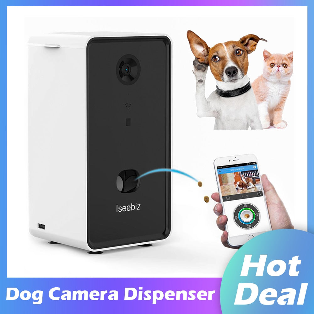 Dog spy cam with treat dispenser